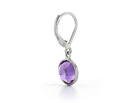 Purple Round Amethyst Sterling Silver Earrings 4ctw