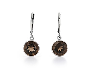 Brown Smoky Quartz Rhodium Over Sterling Silver Earrings 4.00ctw