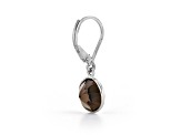 Brown Round Smoky Quartz Sterling Silver Earrings 4ctw