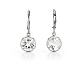 White Round Crystal Quartz Sterling Silver Earrings 5ctw