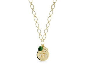 Sterling Statements 14K Yellow Gold Over Sterling Silver CZ Bee Medallion Necklace