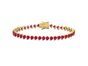 Created Ruby 18K Yellow Gold Over Sterling Silver Bracelet 12.3ctw