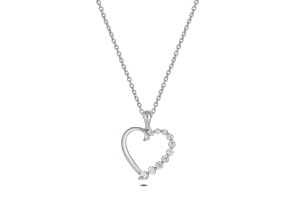 White Lab-Grown Diamond F-G SI1 Rhodium Over Sterling Silver Heart Pendant With Chain 0.33ctw
