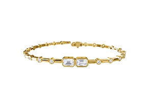 White Lab-Grown Diamond EF VVS-VS 14k Yellow Gold Bangle Bracelet 2.16ctw