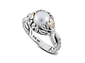 Silver Treasures by Samuel B. White Freshwater Pearl Sterling Silver with 18K Yellow Gold Ring