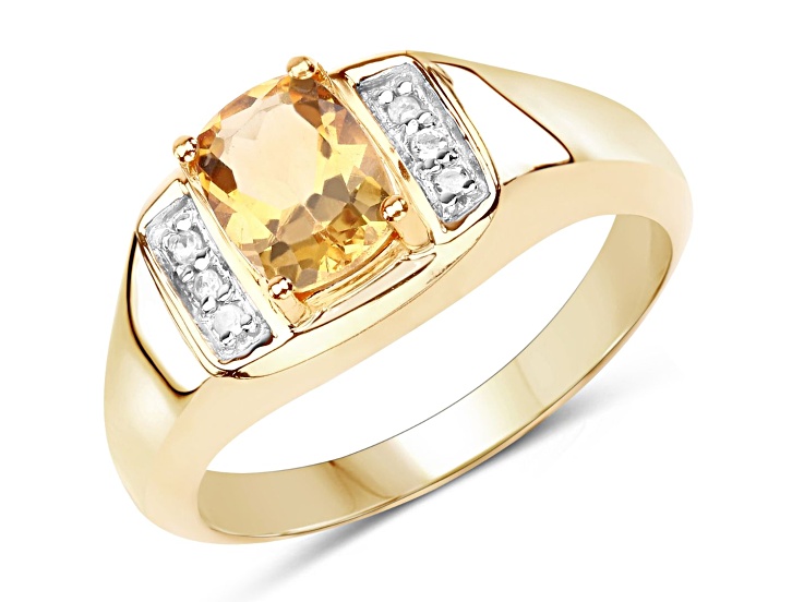 Yellow Citrine and White Topaz 14K Yellow Gold Over Sterling Silver Ring 1.36ct