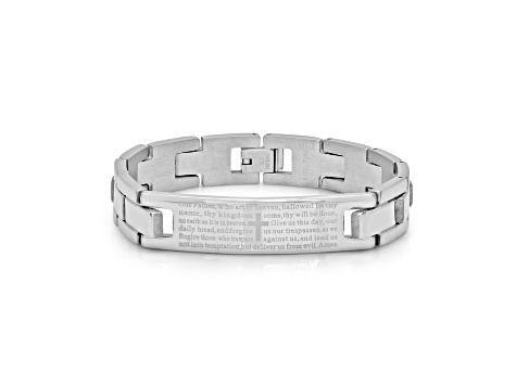 Stainless Steel Our Father Prayer Link Bracelet