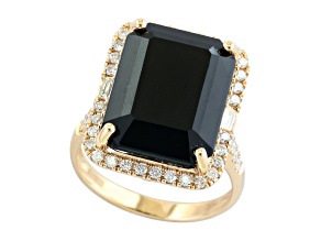EFFY 14K Yellow Gold Black Onyx and Diamond Halo Ring
