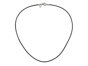 Stainless Steel 1.5mm Textured Black Leather Cord 18 Inch Necklace