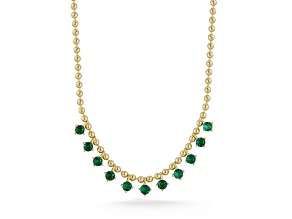 Rachel Zoe 14K Yellow Gold Over Sterling Silver Charm Bead Chain Necklace with Green Cubic Zirconia