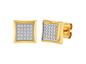 Yellow Ion-Plated Stainless Steel and White Diamond Earrings 0.25ctw