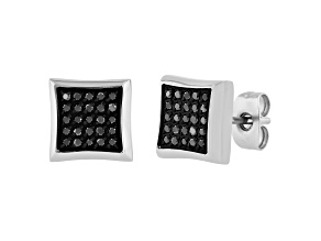 Stainless Steel and Black Diamond Earrings 0.25ctw
