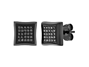 Black Ion-Plated Stainless Steel and Black Diamond Earrings 0.25ctw