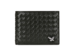 Braided Black Leather Eagle Wallet