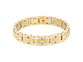Ion-Plated Yellow Stainless Steel and 0.10ctw Diamond Bracelet