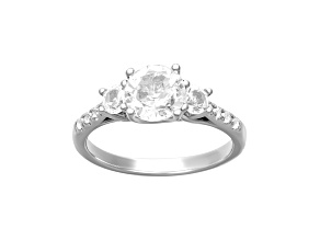 Lab Created White Sapphire Sterling Silver Three-Stone Engagement Ring 2.20ctw