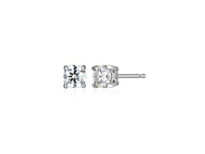Round Moissanite Platineve Stud Earrings 0.46ctw DEW