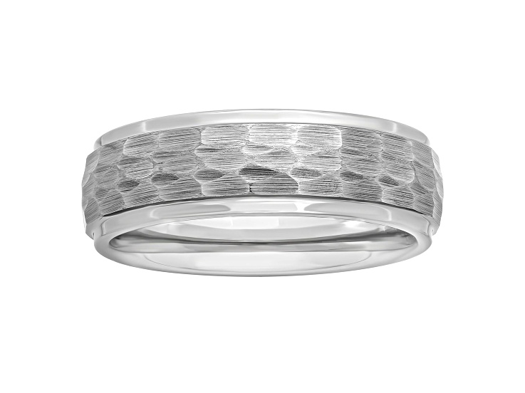 Tungsten Comfortâ„¢ 6MM Tungsten Hammered Step Edge Band