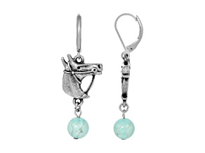 1928 Jewelry Silver-Tone Horse Head Drop Earrings