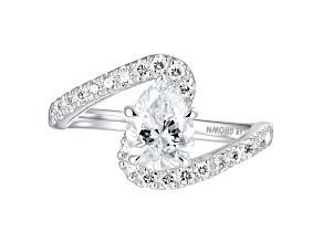 White Lab-Grown Diamond H VS2 Rhodium Over Sterling Silver Bypass Ring 1.30ctw