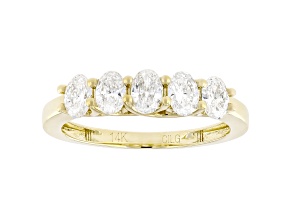 Oval White Lab-Grown Diamond F-G SI 14kt Yellow Gold 5-Stone Band Ring 1.00ctw