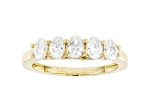 Oval White Lab-Grown Diamond F-G SI 14kt Yellow Gold 5-Stone Band Ring 1.00ctw