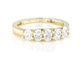 Oval White Lab-Grown Diamond F-G SI 14kt Yellow Gold 5-Stone Band Ring 1.00ctw