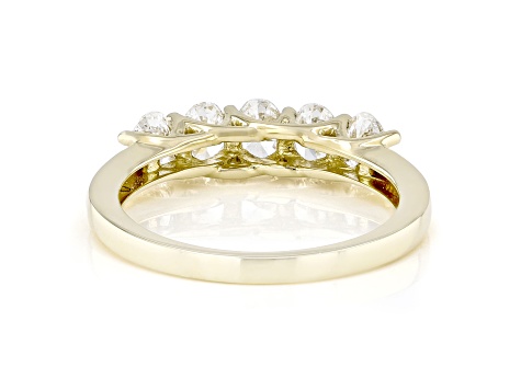 Oval White Lab-Grown Diamond F-G SI 14kt Yellow Gold 5-Stone Band Ring 1.00ctw