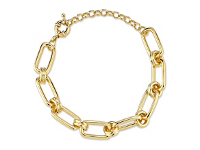 Rachel Zoe 14K Gold Over Brass Open Rectangular Double Link Bracelet