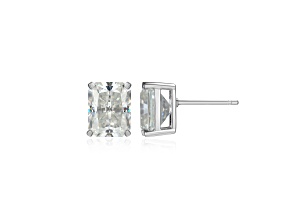 Emerald Cut Moissanite Platineve Stud Earrings 5.04ctw DEW