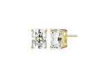 Emerald Cut Moissanite 14k Yellow Gold Over Silver Stud Earrings 5.04ctw DEW