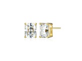 Emerald Cut Moissanite 14k Yellow Gold Over Silver Stud Earrings 5.04ctw DEW