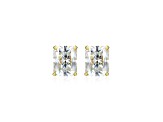 Emerald Cut Moissanite 14k Yellow Gold Over Silver Stud Earrings 5.04ctw DEW