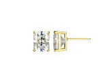 Emerald Cut Moissanite 14k Yellow Gold Over Silver Stud Earrings 5.04ctw DEW