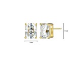 Emerald Cut Moissanite 14k Yellow Gold Over Silver Stud Earrings 5.04ctw DEW