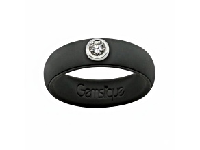 Gemslique White Cubic Zirconia Gray Silicone Ring