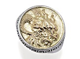Silver Treasures by Samuel B. Sterling Silver & 18k Yellow Gold Dragon Medallion Ring