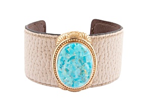 Barse Jewelry Blue Composite Turquoise Velvet & Gold Tone Cuff Bracelet