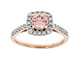 Pink And White Lab-Grown Diamond 14k Rose Gold Halo Ring 1.50ctw
