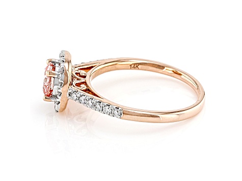 Pink And White Lab-Grown Diamond 14k Rose Gold Halo Ring 1.50ctw