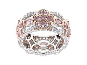 Pink Spinel and White Zircon Rhodium & 18K Rose Gold Over Palladium Sterling Silver Ring 3.49ctw