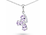 Pear Shape Purple Amethyst Sterling Silver Pendant with Chain