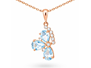 Pear Shape Blue Topaz 14K Rose Gold Over Sterling Silver Pendant with Chain