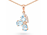 Pear Shape Blue Topaz 14K Rose Gold Over Sterling Silver Pendant with Chain