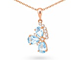 Pear Shape Blue Topaz 14K Rose Gold Over Sterling Silver Pendant with Chain