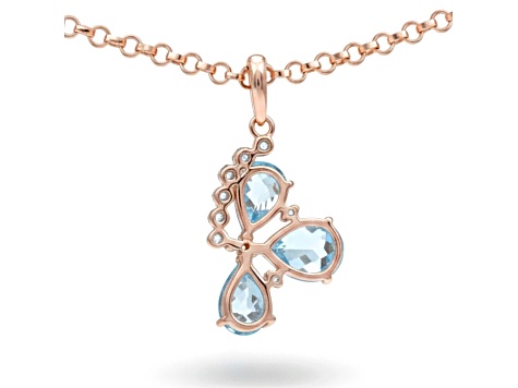 Pear Shape Blue Topaz 14K Rose Gold Over Sterling Silver Pendant with Chain