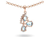Pear Shape Blue Topaz 14K Rose Gold Over Sterling Silver Pendant with Chain