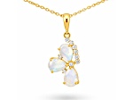 Pear Shape White Rainbow Moonstone 14K Yellow Gold Over Sterling Silver Pendant with Chain