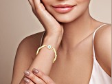 Sterling Statements 14K Yellow Gold Over Sterling Lab Turquoise and CZ Evil Eye Stretch Bracelet