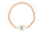 Sterling Statements 14K Rose Gold Over Sterling Silver Lab Turquoise CZ Evil Eye Stretch Bracelet